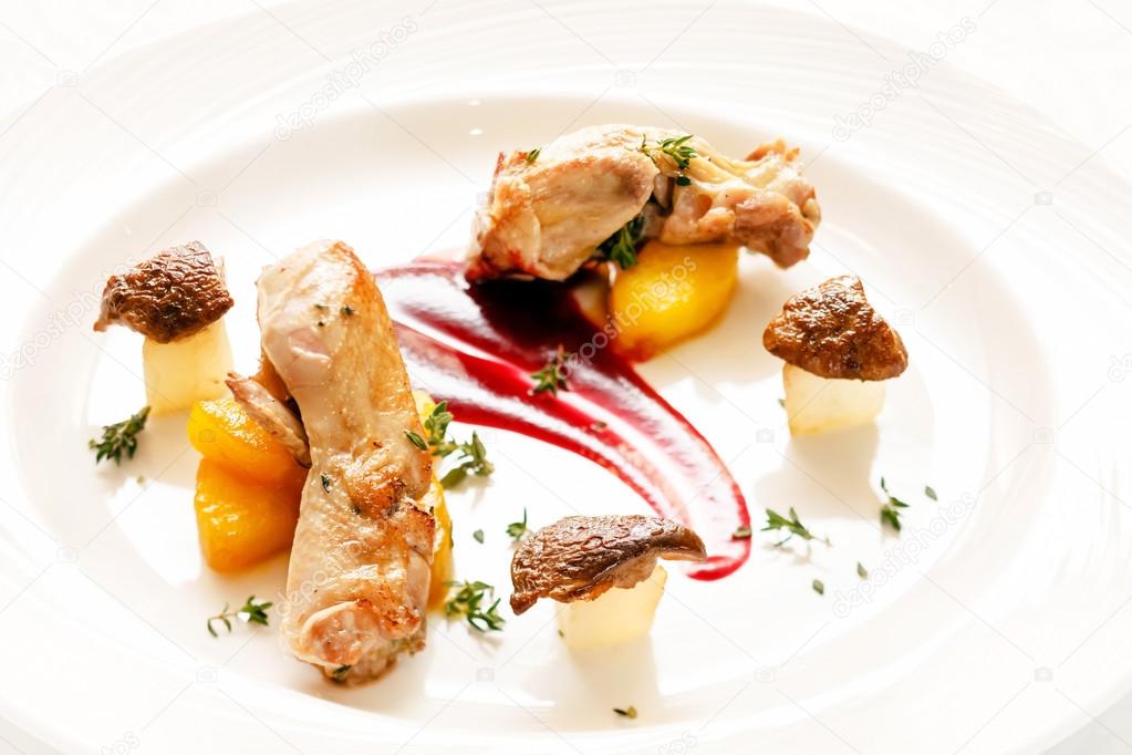 Quail with berry sauce