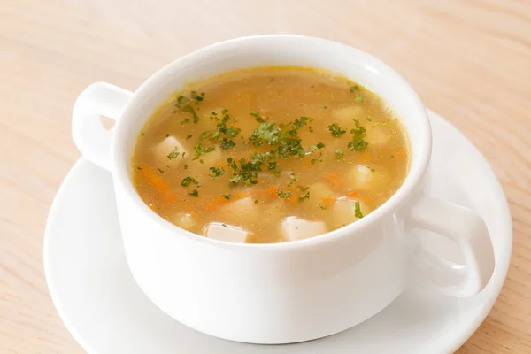 Suppe med krutonger – stockfoto