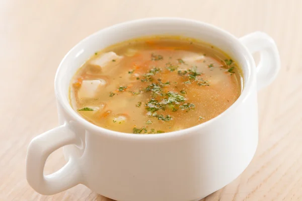 Suppe med krutonger – stockfoto