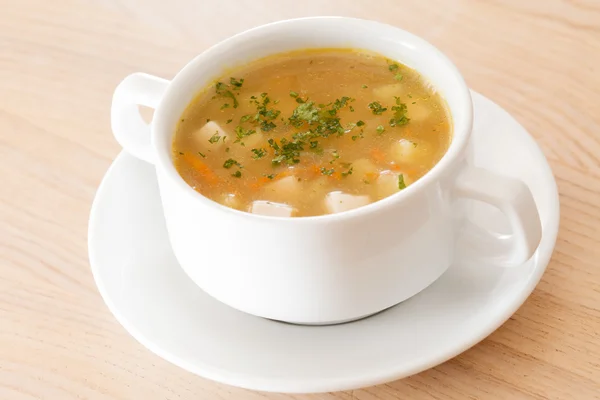 Suppe med krutonger – stockfoto