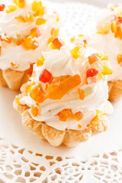 Tartlet with whipped cream — Stock Photo, Image