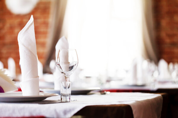 Tables set for meal