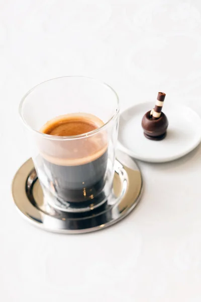 Espresso with chocolate sweet — Stock Photo, Image