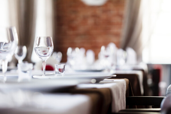 Tables set for meal