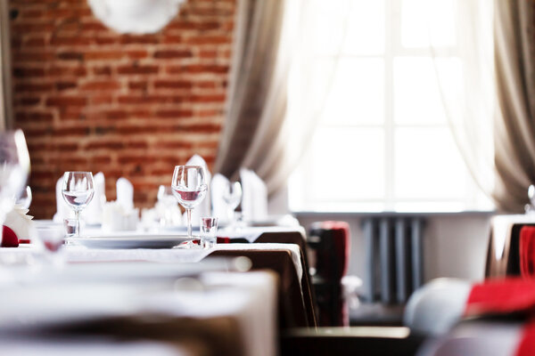 Tables set for meal