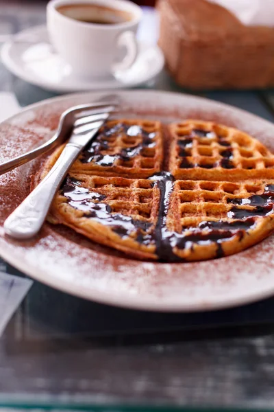 Waffle com chocolate — Fotografia de Stock