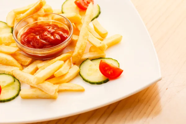 French Fries with ketchup — Stock Photo, Image