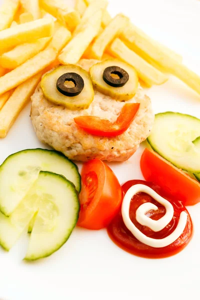 French fries with cutlet for kids menu — Stock Photo, Image