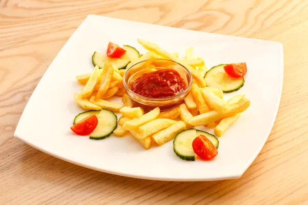 French Fries with ketchup — Stock Photo, Image