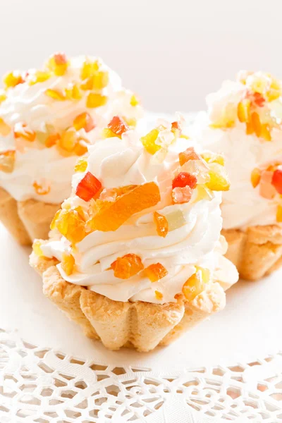 Tartlet with whipped cream Stock Picture