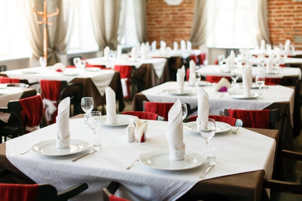 Tables set for meal