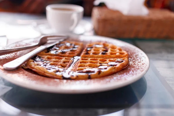 Waffle com chocolate — Fotografia de Stock