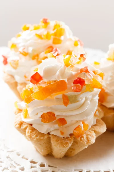 Tartlet with whipped cream Stock Photo