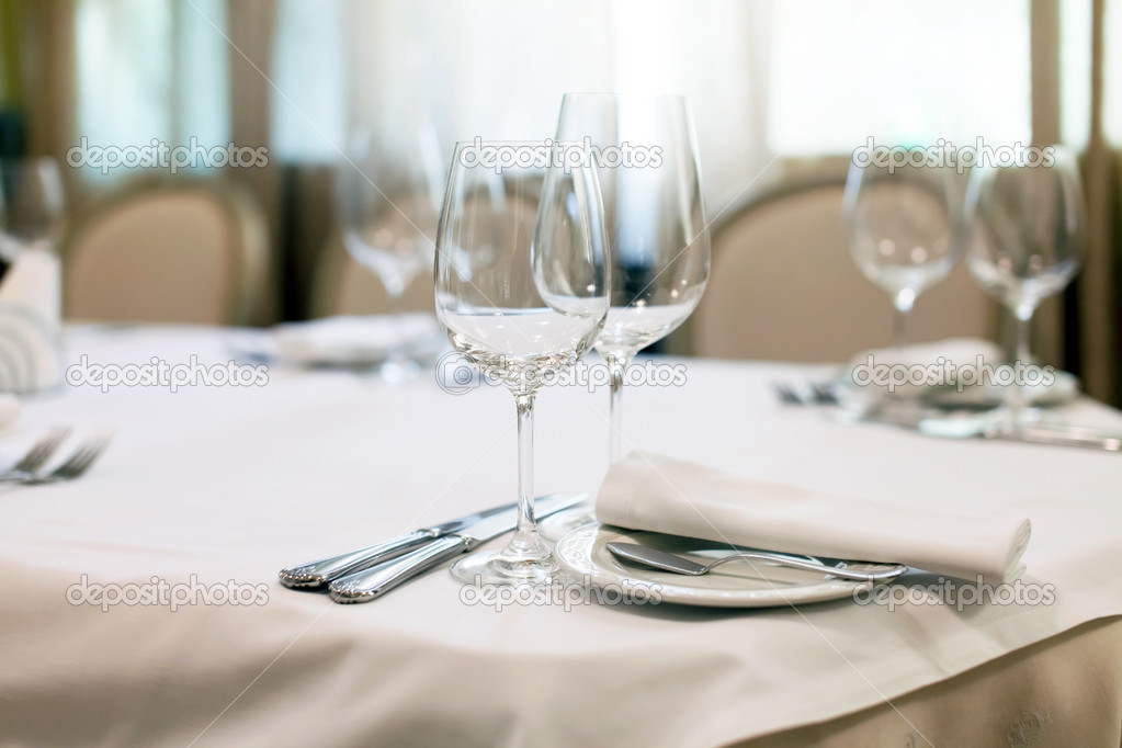 Glasses on table