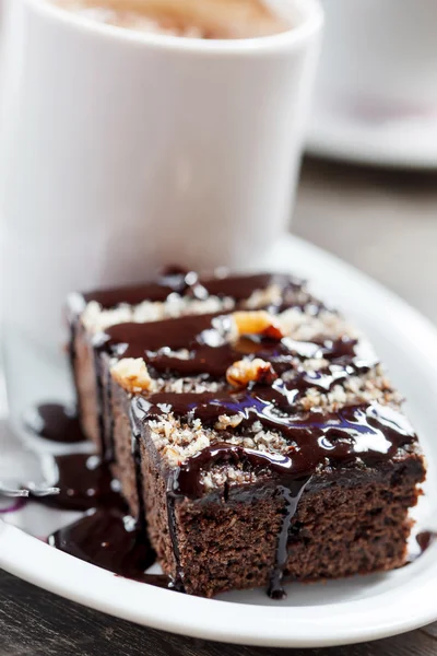 Koffie met brownie — Stockfoto