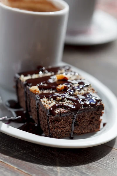 Coffee with brownie — Stock Photo, Image