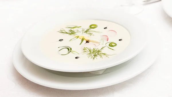 Холодный суп с огурцом — стоковое фото