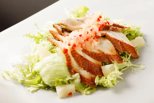 Salad with smoked eel — Stock Photo, Image