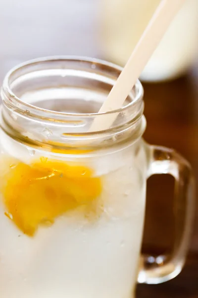 Fresh lemonade in glass jar — Stock Photo, Image