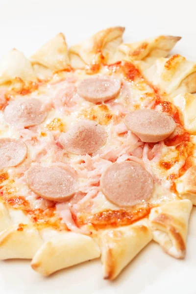Pizza with sausage for kids — Stock Photo, Image