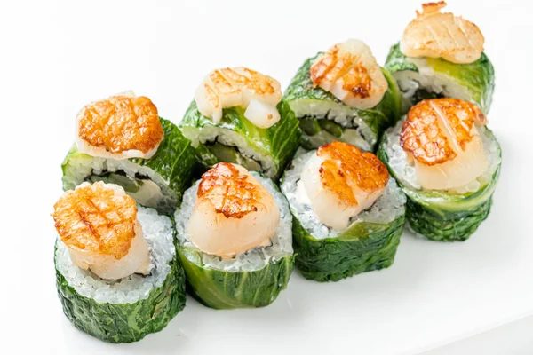 Leckeres Sushi Auf Weißem Hintergrund — Stockfoto
