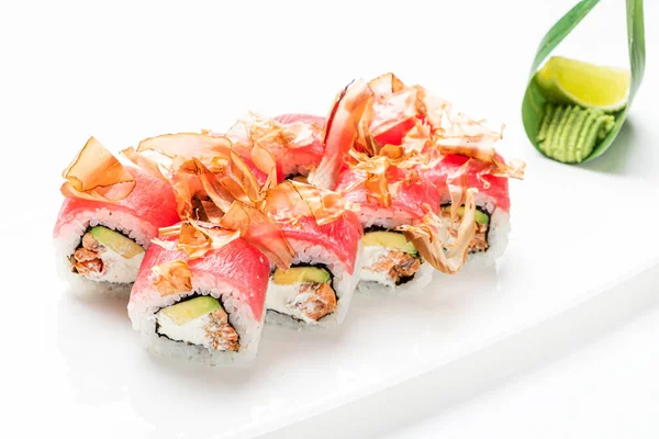 Sushi Saboroso Fundo Branco — Fotografia de Stock