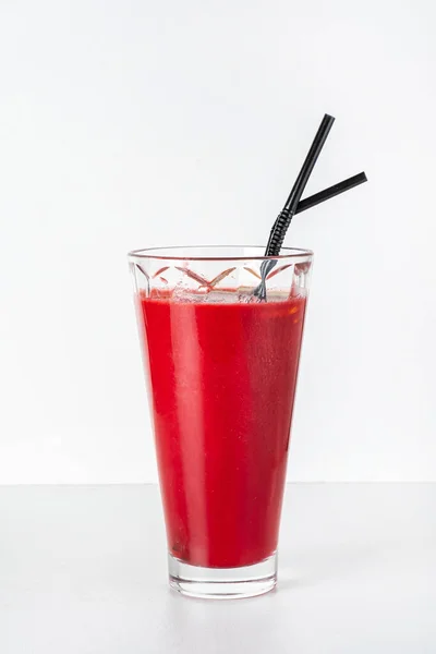 Rode Smoothie Witte Achtergrond — Stockfoto