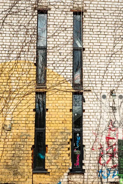 Vieux Bâtiment Avec Fenêtre Branches — Photo