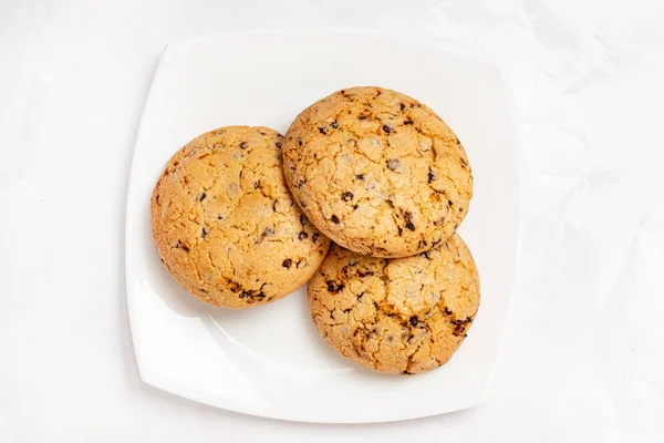 Deliciosas Galletas Avena Caseras Blanco —  Fotos de Stock