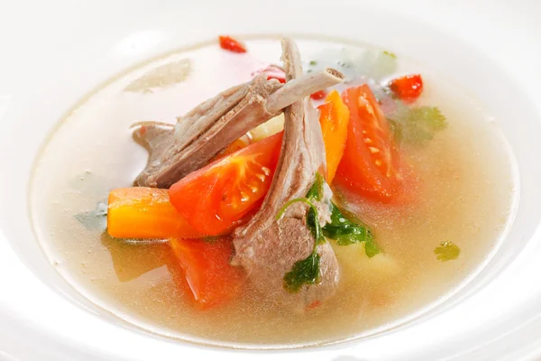 Zeleninová polévka s žebry — Stock fotografie