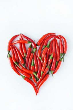 Chili biberden kalp, üst manzara.