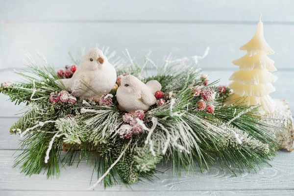 Svíčka Lotosový Květinový Věnec Zimní Dekorace Pro Vánoční Stromeček Nový — Stock fotografie