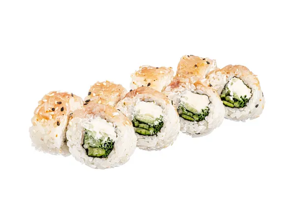 Sushi Saboroso Fundo Branco — Fotografia de Stock