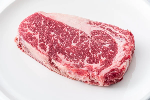 Färsk Grillad Skivad Nötkött Prime Rib Stek Med Marmorering Korn — Stockfoto