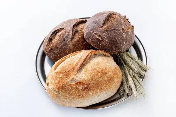 Fresh Organic Bread White Background — Stock Photo, Image