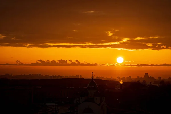 Захід Сонця Над Міським Небом Фон Природи — стокове фото