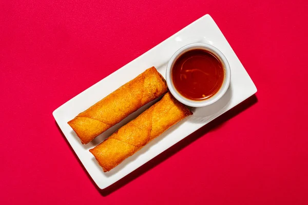 Asian Spring Rolls Top View — Stock Photo, Image