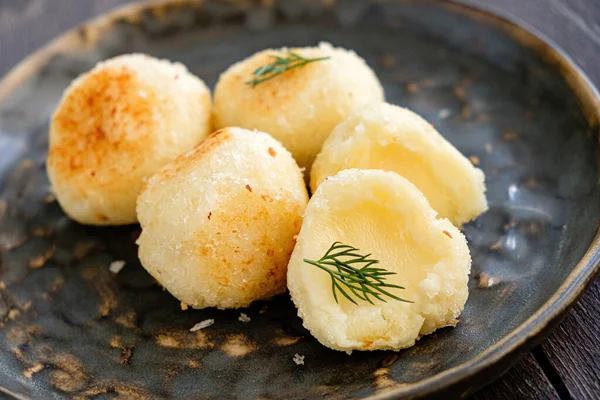 Fried Mozzarella Balls White Plate — Stock Photo, Image