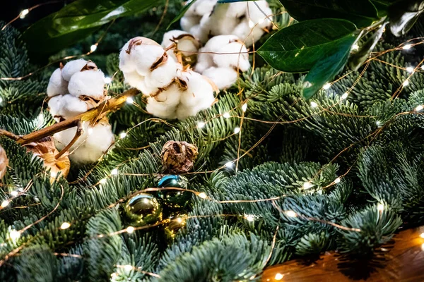 Decoração Natal Com Cottona Velas — Fotografia de Stock