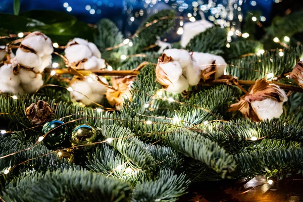 Christmas Decoration Cotton Lights — Fotografia de Stock