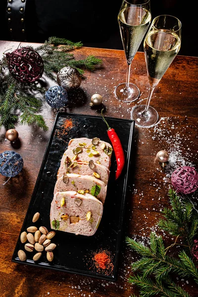 Antipasti Natale Polpettone Pollo Terrina — Foto Stock