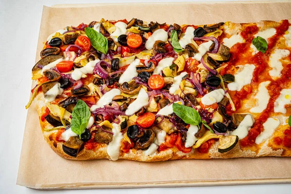 Pizza Italiana Fondo Madera — Foto de Stock