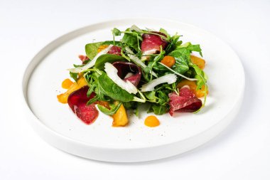 fresh spring salad on the white background
