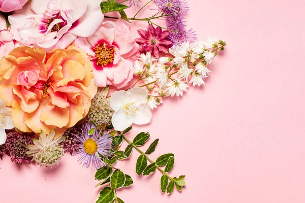 Bonitas Flores Sobre Fondo Rosa — Foto de Stock