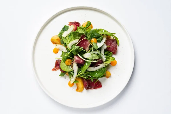 Fresh Spring Salad White Background —  Fotos de Stock