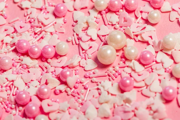 Rosa Zuckerstreusel Oder Konfetti Großaufnahme — Stockfoto