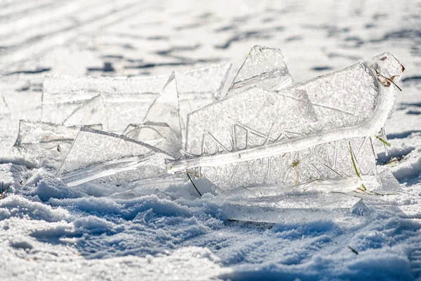 Ice Geometry Outdoor Piece Ice Stands Rocks — Stock Photo, Image