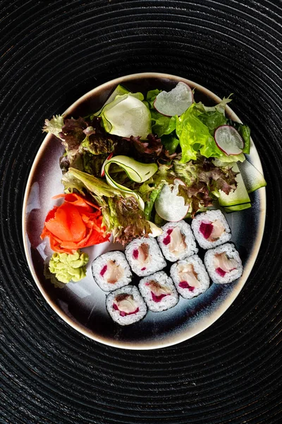 Sushi Black Plate — Stock Photo, Image