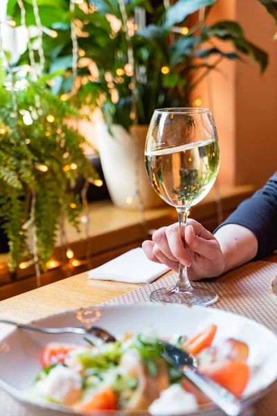 Abendessen Mit Wein Restaurant — Stockfoto