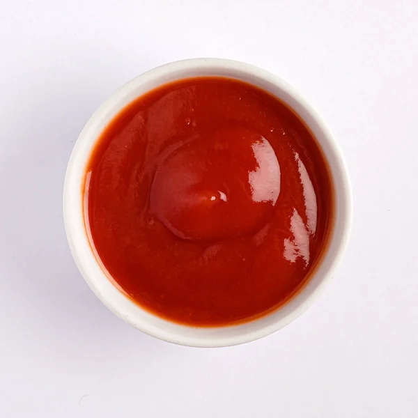 Ketchup Den Vita Bakgrunden — Stockfoto